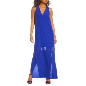 Royal blue floor length racer back dress